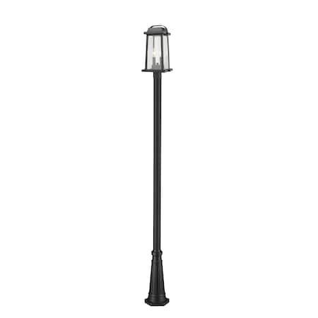 Z-Lite Millworks 2 Light Outdoor Post Mounted Fixture, Black & Clear Beveled 574PHMR-519P-BK